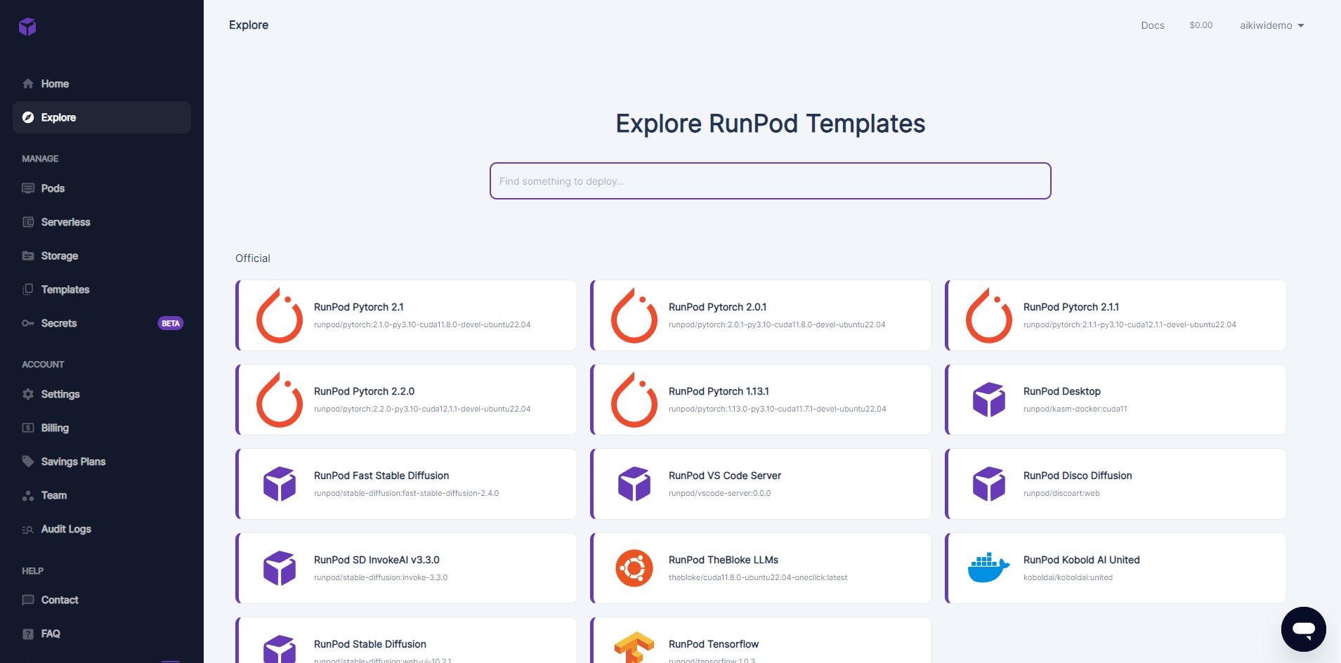 Capture de RunPod
