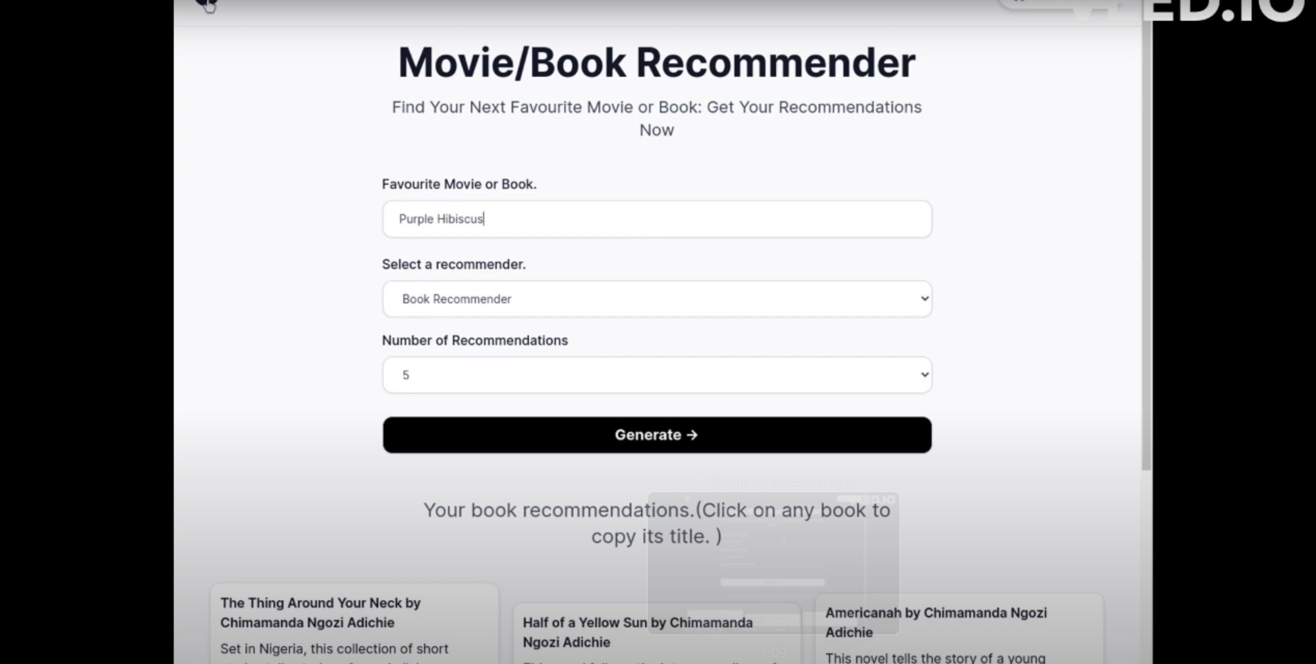 Capture 2 de Movie & Book Recommender