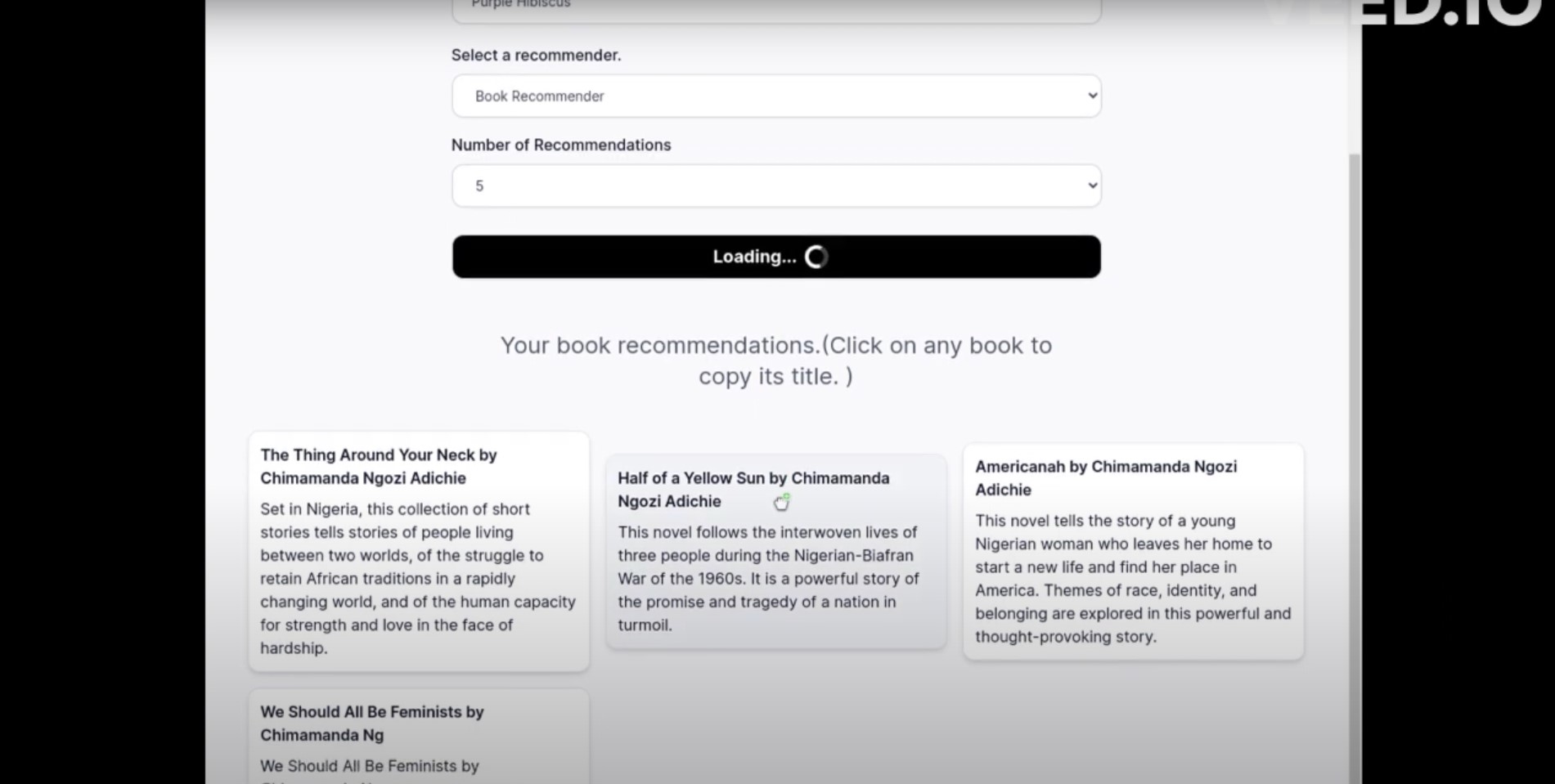 Capture de Movie & Book Recommender
