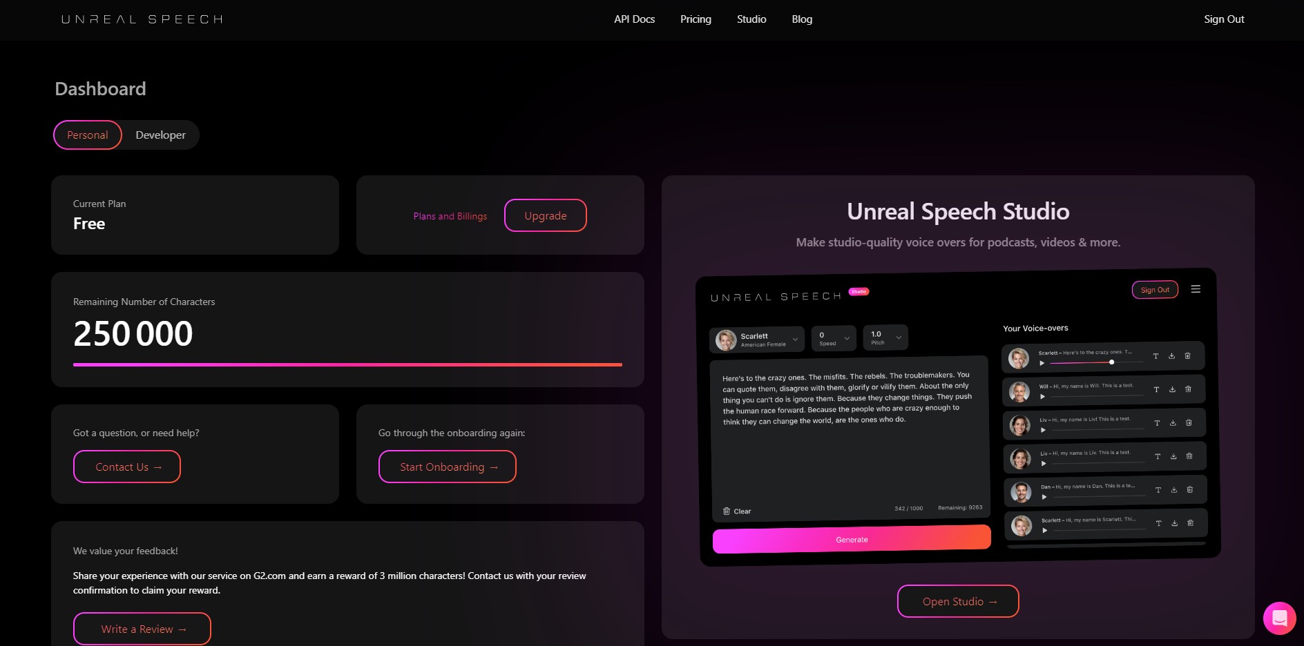 Capture 2 de Unreal Speech