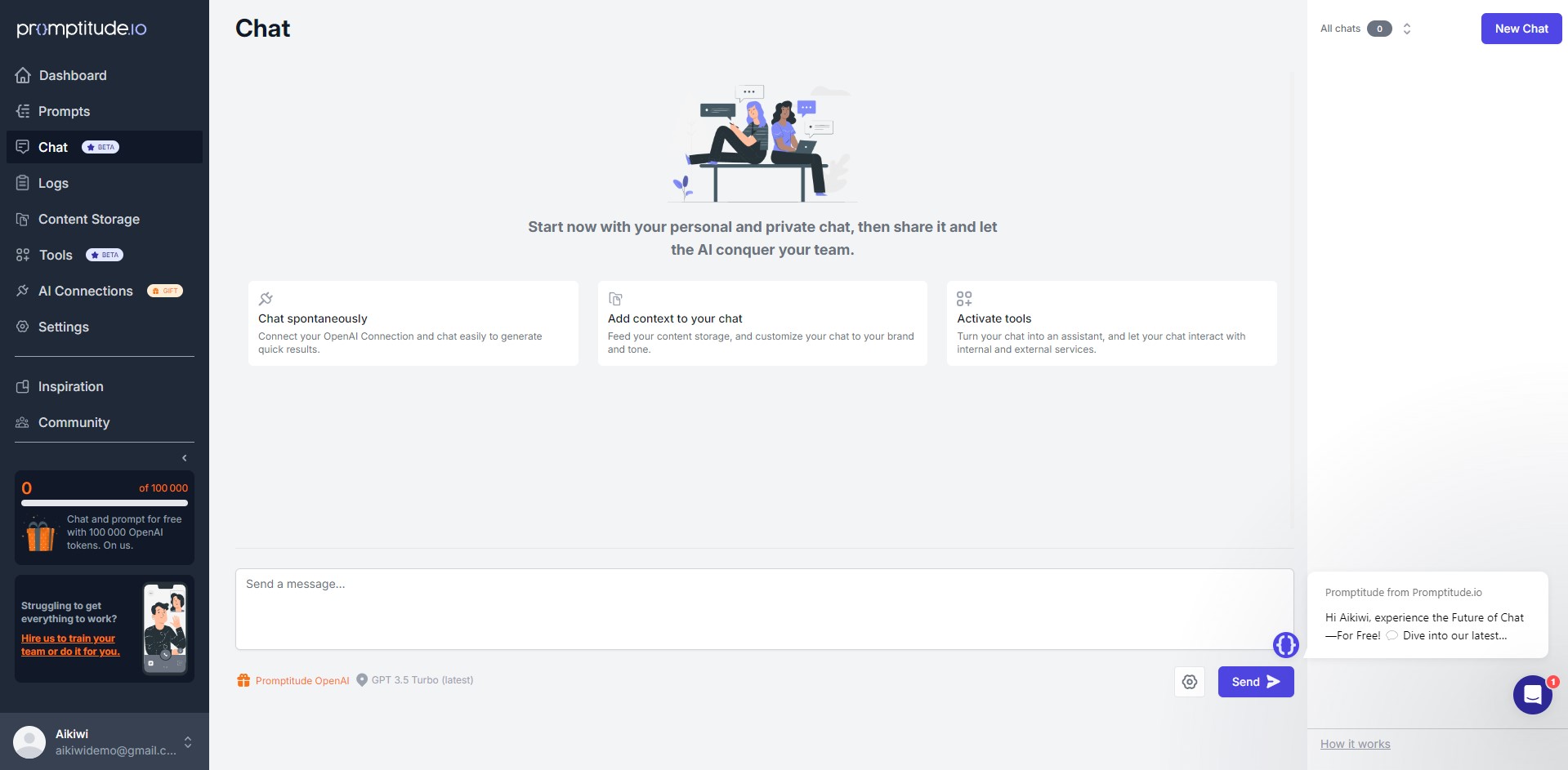 Capture de Promptitude.io