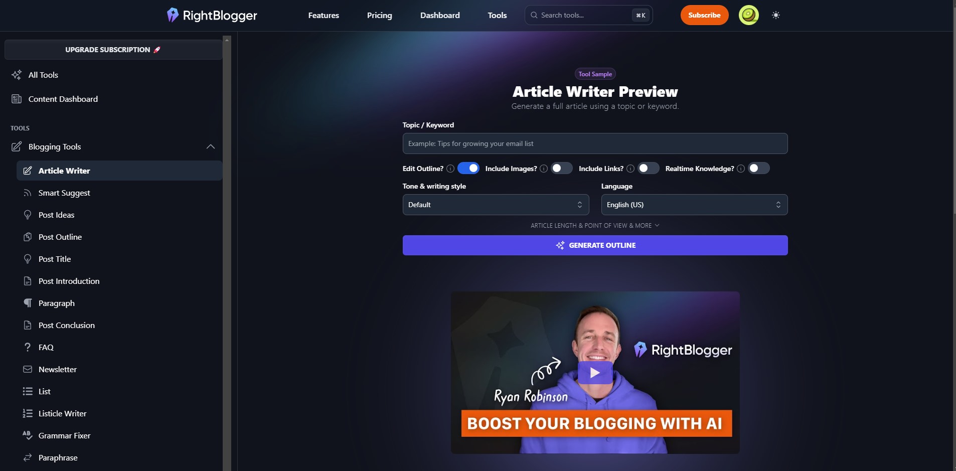 Capture de Right Blogger