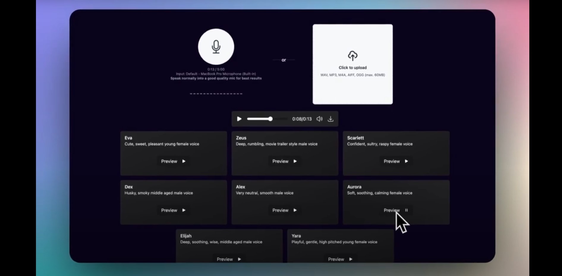 Capture de MetaVoice Studio