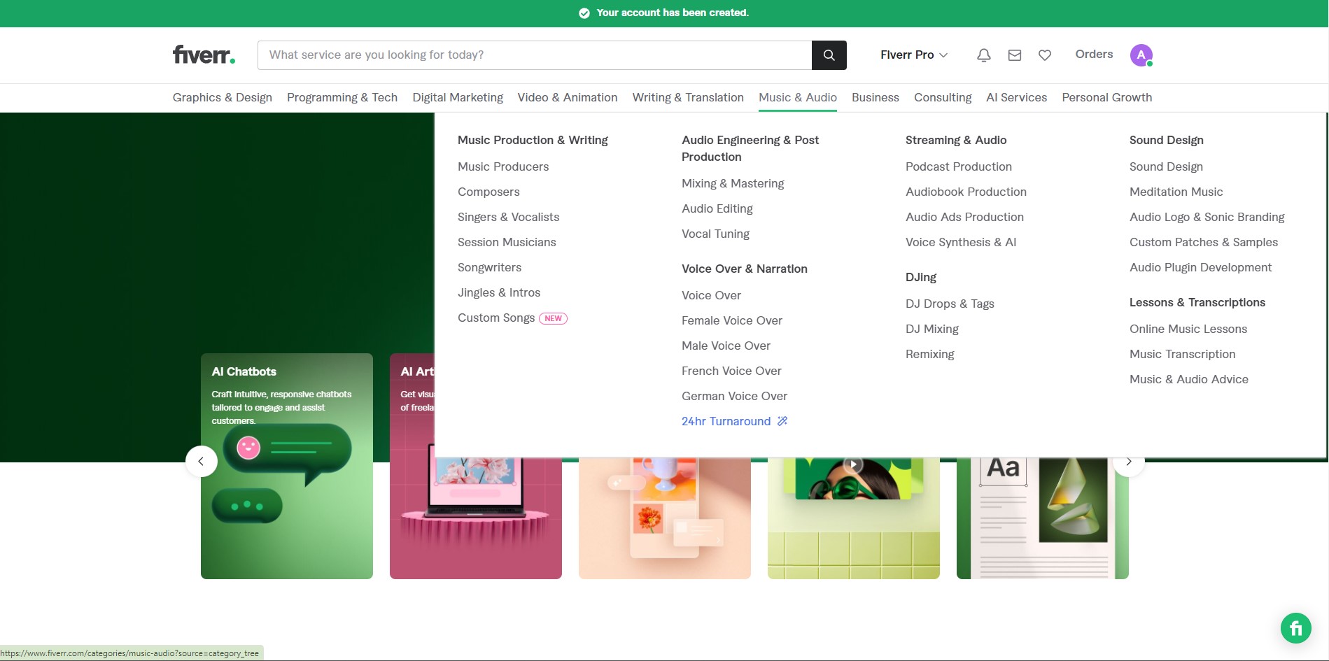 Capture de Ai Services by fiverr