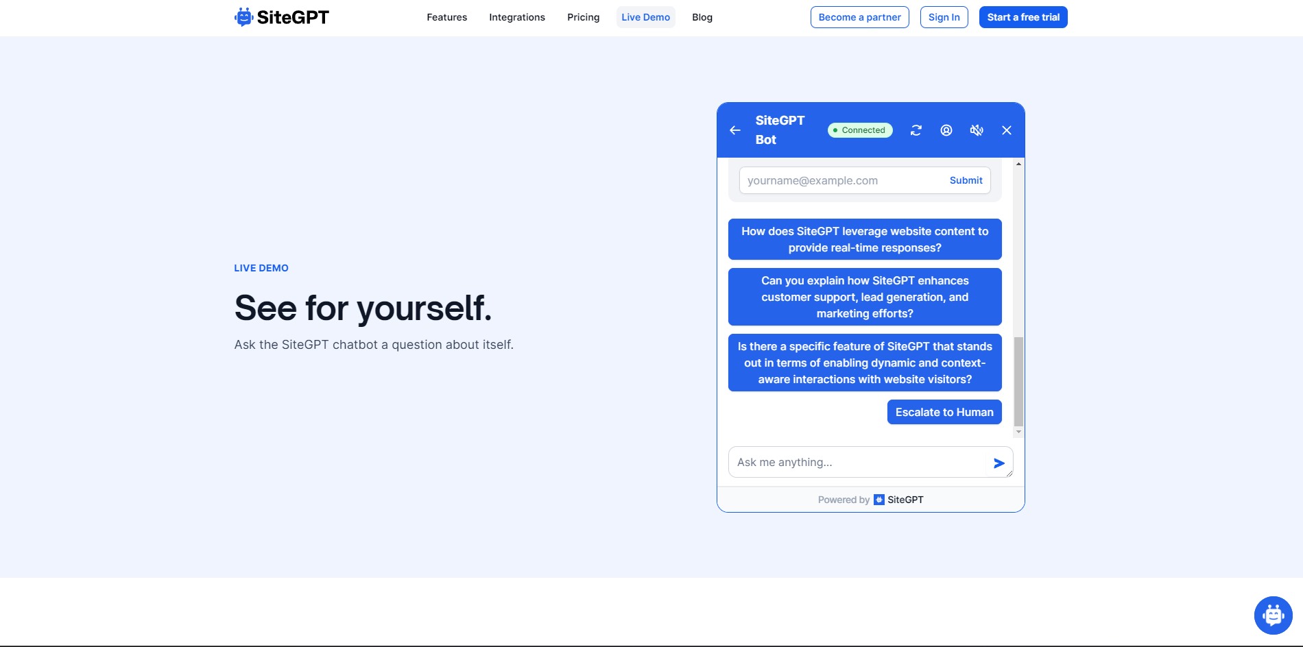 Capture 2 de SiteGPT