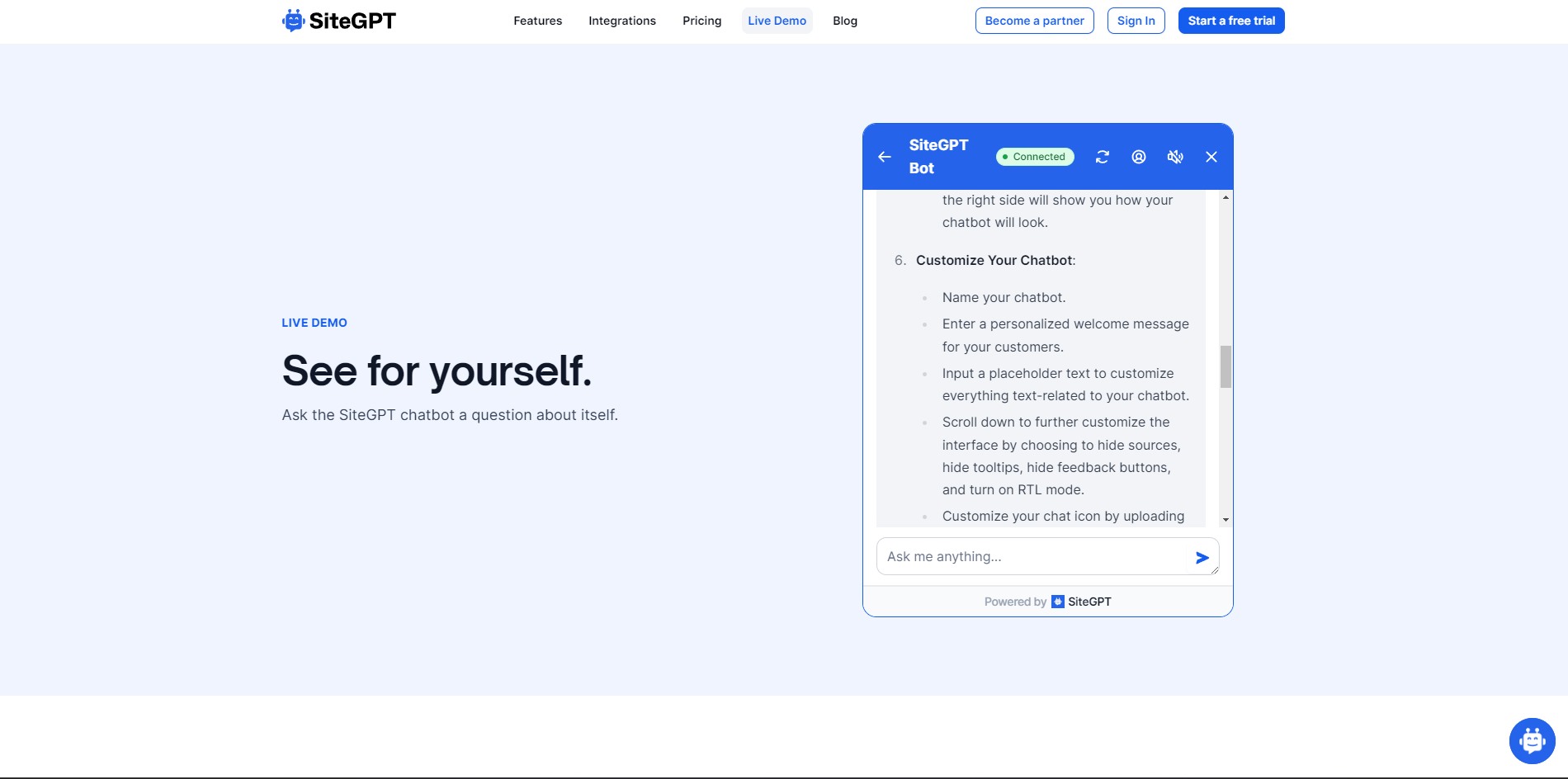 Capture 3 de SiteGPT